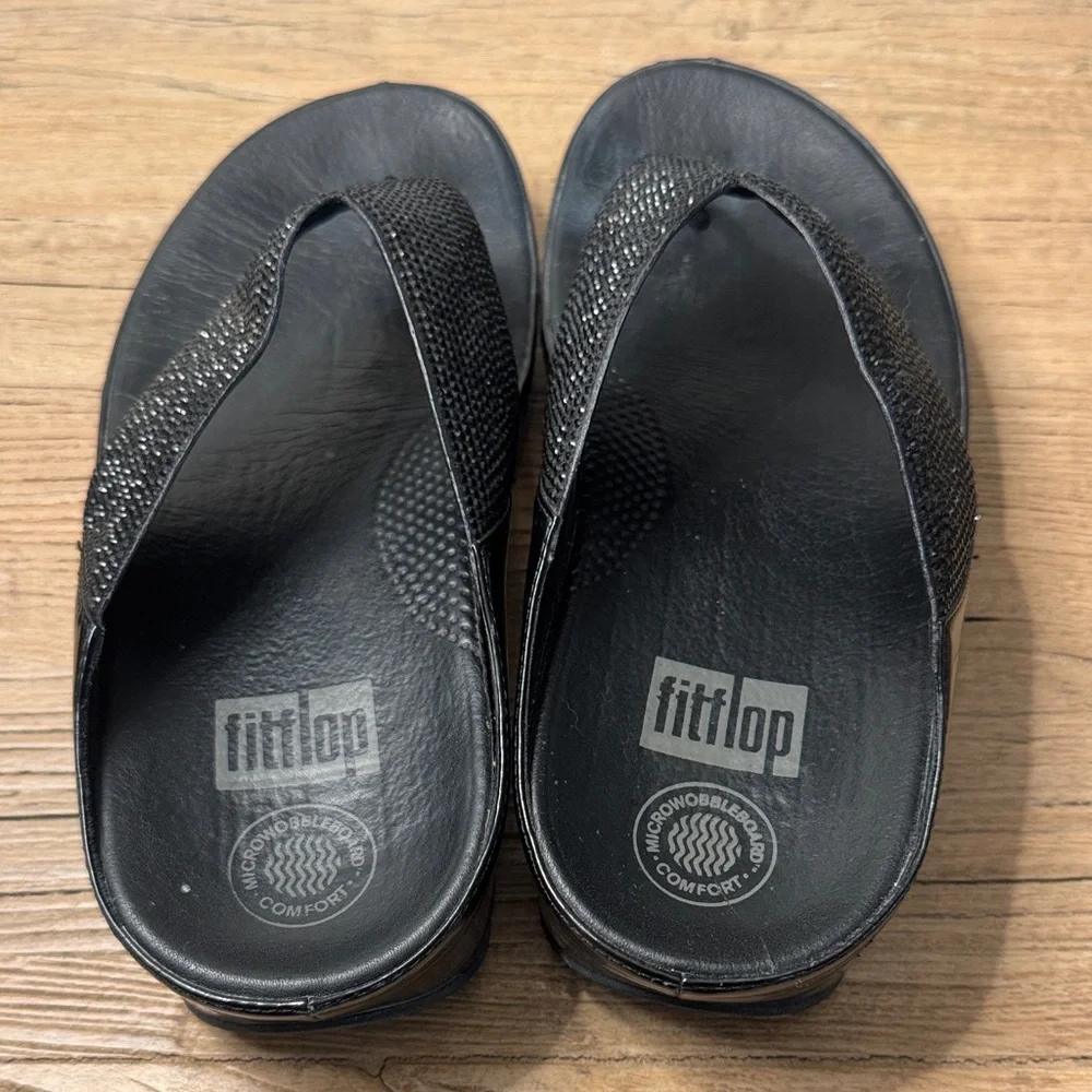 FitFlop Black Beaded Women's Sandals - Picture 2 of 16